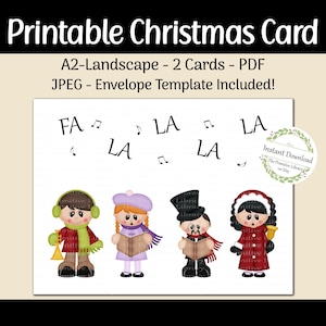 Tarjeta de Navidad, Tarjetas navideñas con sobre, Cristianismo, Villancico, Tarjetas imprimibles en blanco, Fa La La La