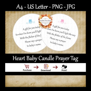Burn This Candle Night, Baby Candle Tag, Printable Baby Shower Candle Favor Tag, Light The Way, Baby Prayer Candle