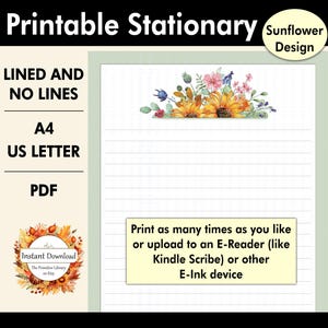 Carta intestata stampabile con girasole, carta da lettere, carta da lettere digitale, carta da lettere