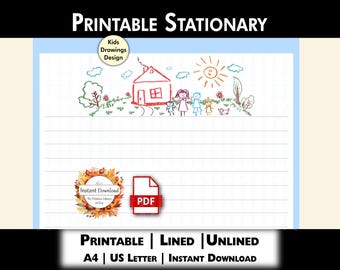 Printable A4 Writing Paper, Snail Mail Stationery, Digital Writing Paper