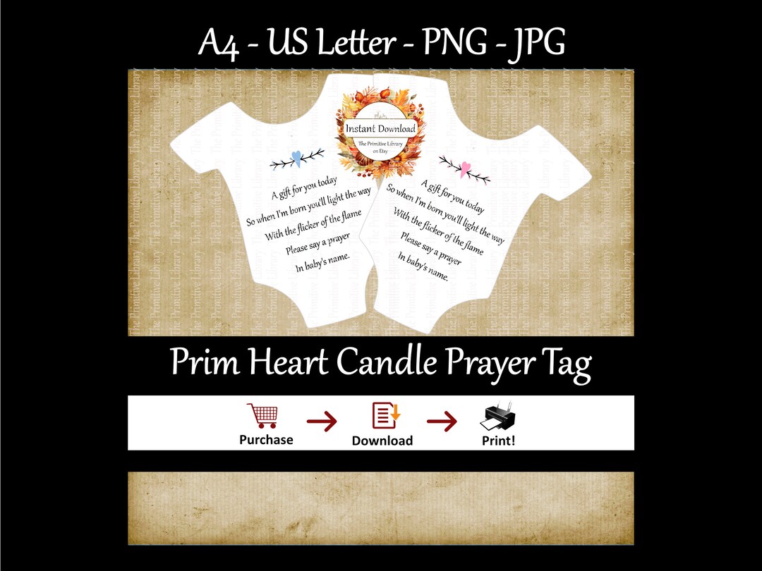 Primitive Printable Baby Shower Candle Favor Tag, Say a Prayer Baby ...