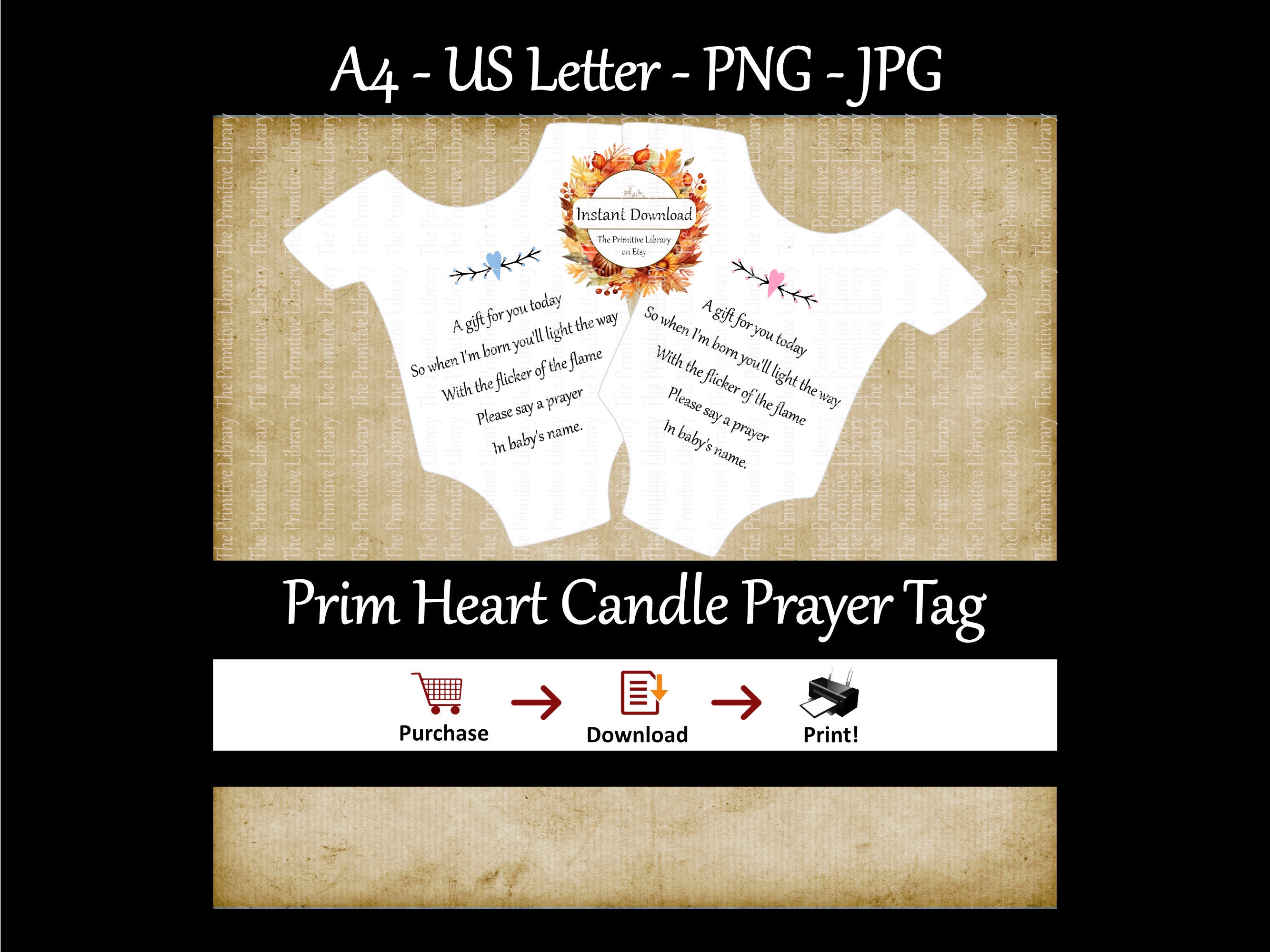 Primitive Printable Baby Shower Candle Favor Tag, Say a Prayer Baby ...