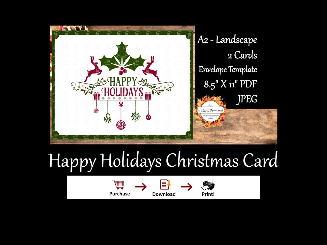Christmas Printable Unique Modern Happy Holiday Note Card - Etsy