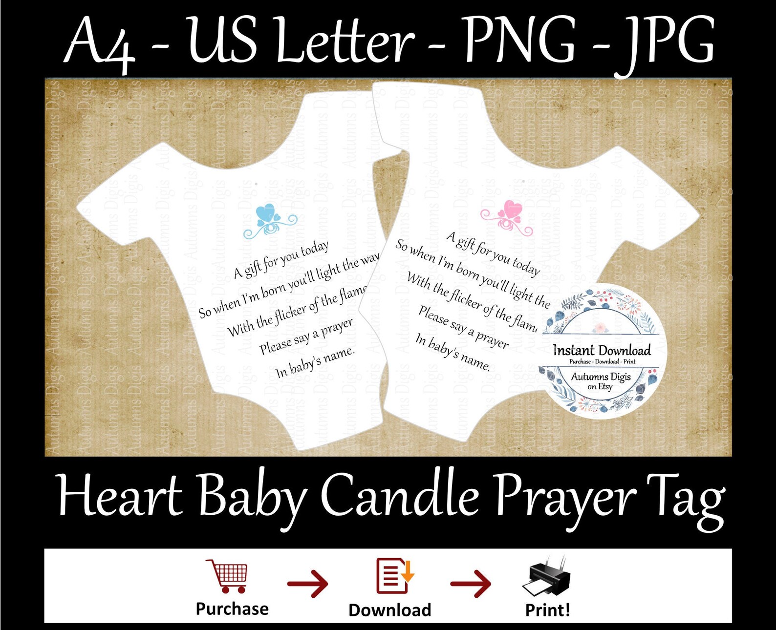 Printable Baby Shower Candle Favor Tag Baby Candle Poem Tag Etsy