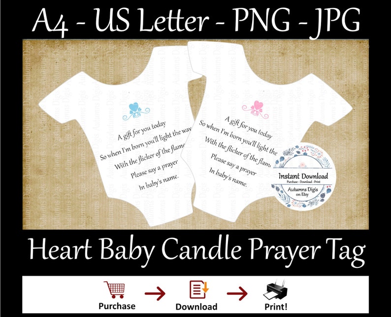 Printable Baby Shower Candle Favor Tag Baby Candle Poem Tag Etsy