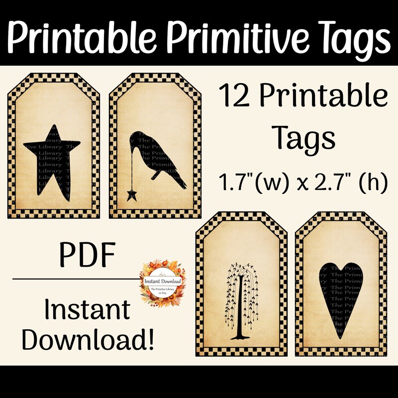 Primitive Tags - Etsy