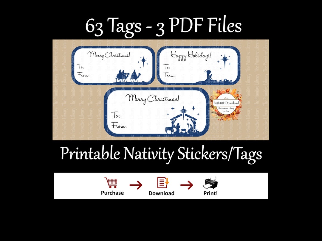 Printable Christmas Nativity Tag, to From Tag Stickers, Three Wise Men ...
