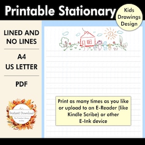 Carta intestata stampabile, carta da disegno per bambini, carta da lettere, carta da lettere, carta da lettere digitale