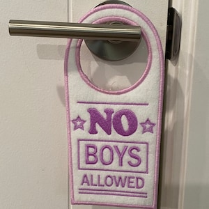 No boys allowed door hanger