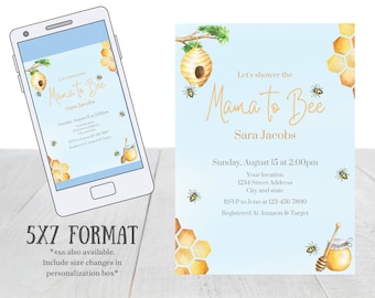Mama to Bee Baby Shower Invitation - Digital File