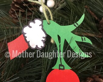The Grinch Hand Holding Red Christmas Ornament Holiday Presents Decorations