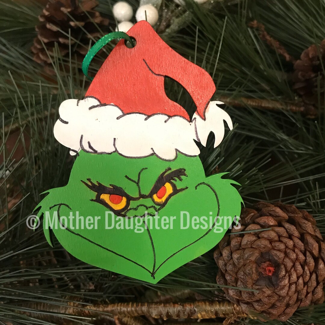 Grinch Face Ornament - Etsy