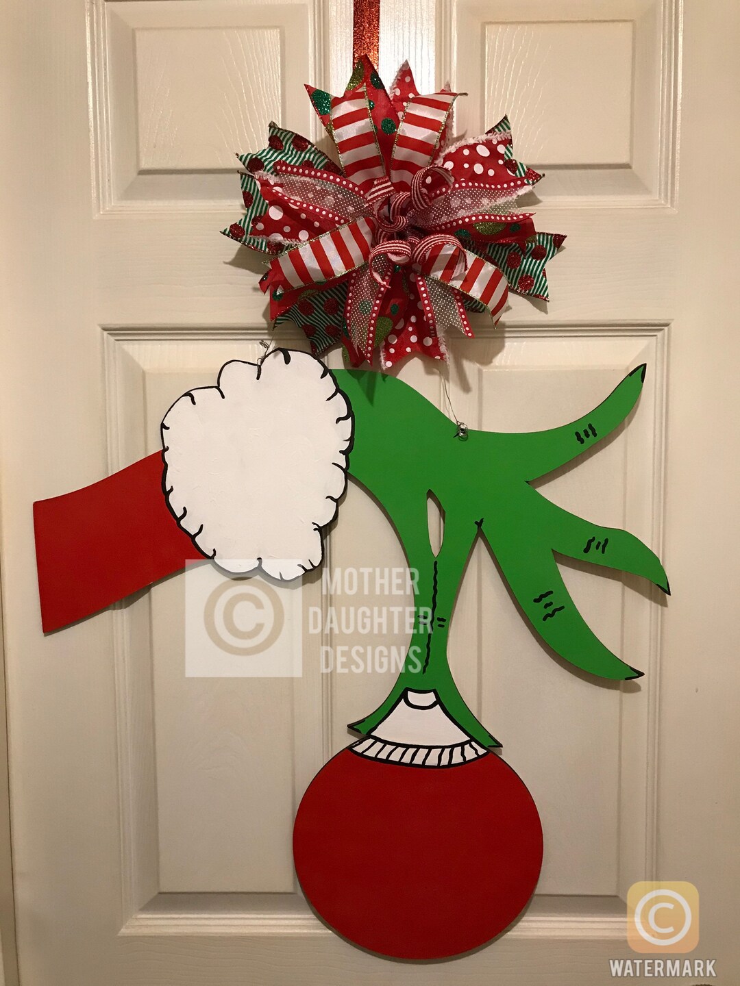 Grinch Hand Door Hanger Etsy