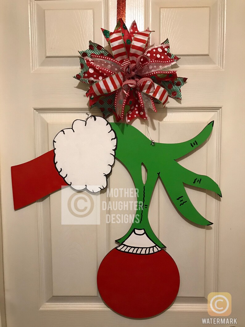 Grinch Hand Door Hanger Etsy