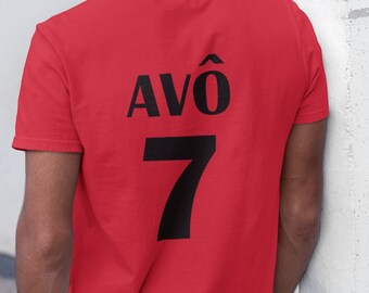 Portuguese Avo Sports T-shirt, Soccer Number Cotton Tee, Custom Personalized Number T-shirt, Your Name Number shirt, Gifts for Avo, Grandpa