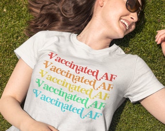 Gevaccineerde AF tshirt, Vaccin tshirt, Pro Vaccin tshirt, Pro Science tshirt, Regenboog T-shirt, Gevaccineerd T-shirt, Funny Nurse shirt, Retro T-shirt