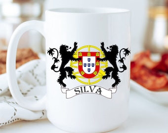Custom Portugal Crest mug, Personalized family name mug, Portuguese Flag coffee mug, Portugal coat of arms, Portuguese pride, Portugal gifts