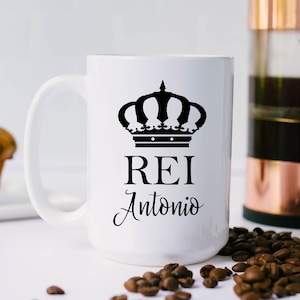 Portuguese King Mug, White Ceramic Mug 15 oz, Portugal Gifts for Men, Coffee Cup, Portuguese Decor, Gifts for Avo