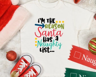 Naughty List Children's Tshirt, Unisex Child Christmas Tshirt, Funny Christmas Tee for Kids, Naughty or Nice Tshirt, Todller Christmas Top