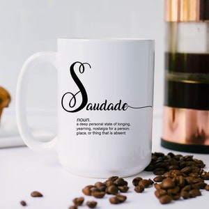 Portuguese Saudade Mug, 15oz White Ceramic Cup, Coffee Cup, Portugal Gifts, Large Coffee Cup