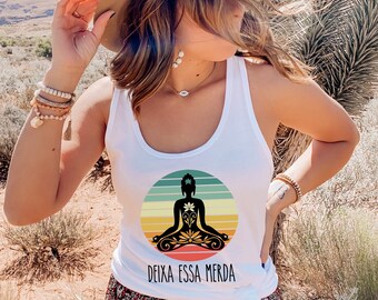 FABTEE Yoga Girl Meditation Om Loose Tank Top runder Bund Sport Shirt Frauen 
