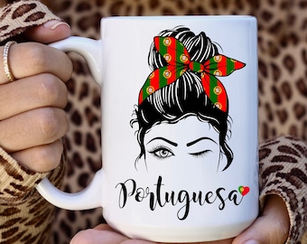 Personalized Portuguese mug, Portuguese girl mug, Portuguesa coffee mug, Portugal gift, Portuguese pride, Portugal flag mug, Custom name mug