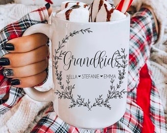 Custom grandkids mug, Coffee cup with Grandchildren names, Grandmother mug, Gift grandma from grandchildren, Name mug, Mothers day, Mom gift