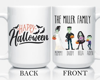 Personalized Family Halloween Mug, Custom Character Mug, Funny Halloween Mug, Halloween lover Gifts, Personalized mug