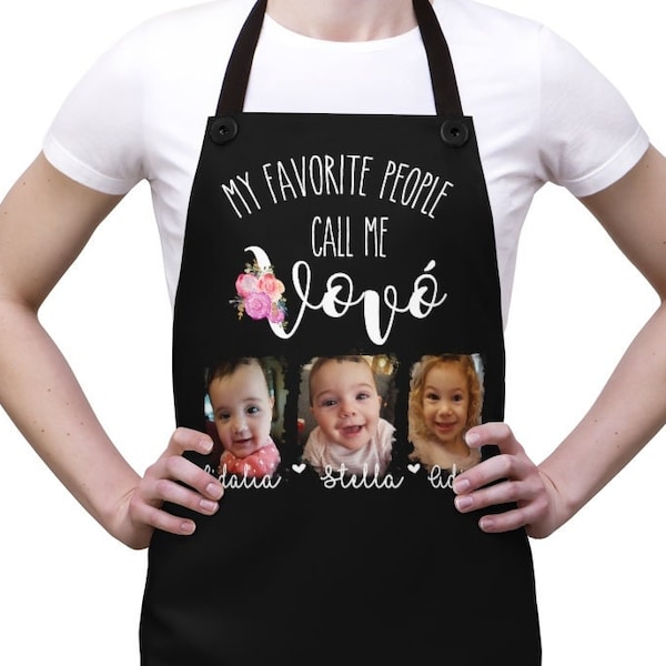 Custom Grandchildren photo apron, Womens apron for grandmother, Grandma apron, Kids apron with pictures, Personalized Vovo apron, Nana apron