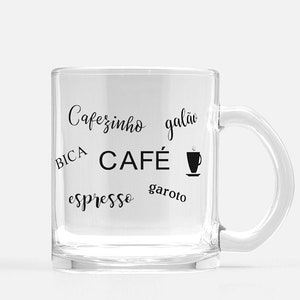 Custom Portuguese Coffee Mug, Cappuccino Glass Mug, Coffee Bar Decor, Portuguese Gifts, Portuguese Decor, Personalized Mug