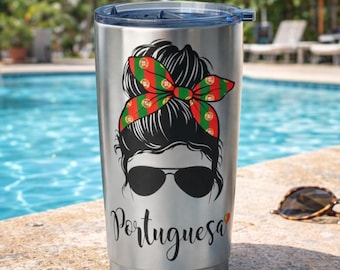 Portuguese Pride Tumbler, Portuguesa Gift, Insulated Travel Mug