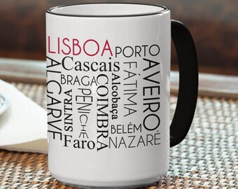 Taza de las ciudades de Portugal, taza de orgullo portugués, taza portuguesa, taza de Saudade, regalos de Portugal, taza de ubicación, taza de ciudad, taza personalizada, regalos para ella