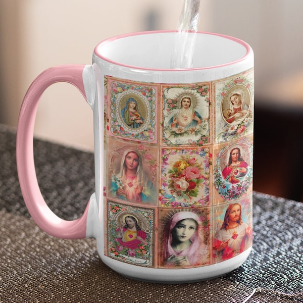 Jesus Christ Virgin Mary Mug, Saint mug, Religious Gifts, Christian Mugs, Catholic Mug, Ideas Religious, Coffee lover Gifts, Sacred Heart