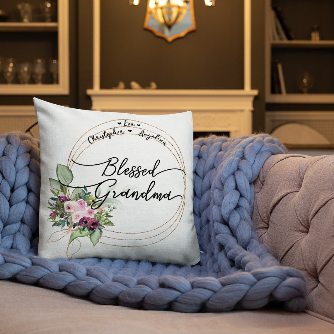 Personalized Blessed Grandmother Pillow Gift Grandmother From Etsy