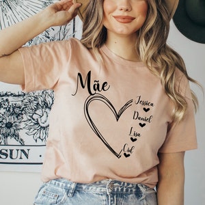 Custom Grandma tshirt, Portuguese Vovo shirt, Mothers day shirt for Grandmother, Best Nana shirt, Gigi tshirt, Grandkids tshirt with names Heather Peach