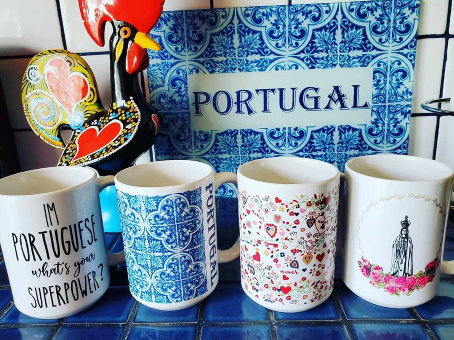 Personalized Portuguese mug Blue Azulejo tile mug Custom | Etsy