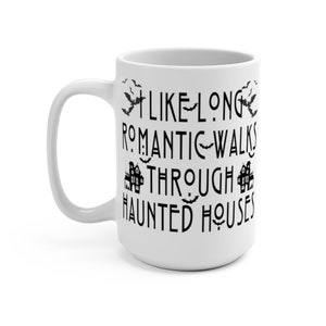 Halloween lover mug,Horror mug,Haunted coffee cup,Spooky mug,Mystical mug,Witchy mug,Halloween gifts,Romantic walks through haunted houses image 4