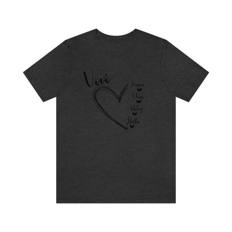Custom Grandma tshirt, Portuguese Vovo shirt, Mothers day shirt for Grandmother, Best Nana shirt, Gigi tshirt, Grandkids tshirt with names Dark Grey Heather