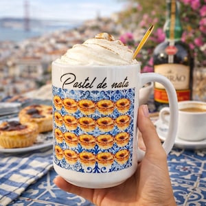 Portuguese Azulejo Coffee Mug, Pastel De Nata, Portugal Gift