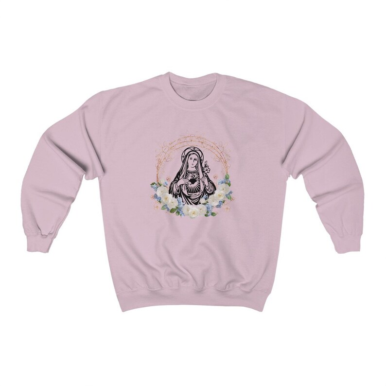 Virgin Mary Sweatshirt, Floral Sweater, Religious Sweatshirt, Catholic Gifts, Christian Gifts, Inspirational Top, Spiritual Sweatshirt bild 5