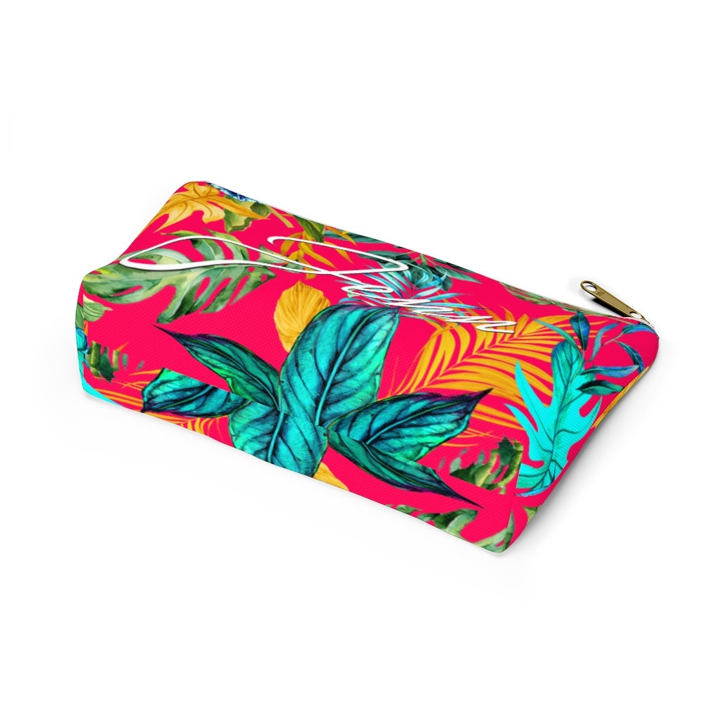 Tropical Palm Leaf Custom Makeup Bag Hot Pink Accessory - Etsy