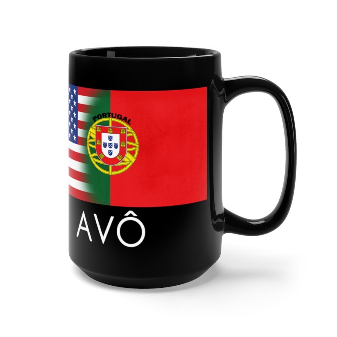 Portuguese American Flag Black Mug Personalized Flag Mug | Etsy
