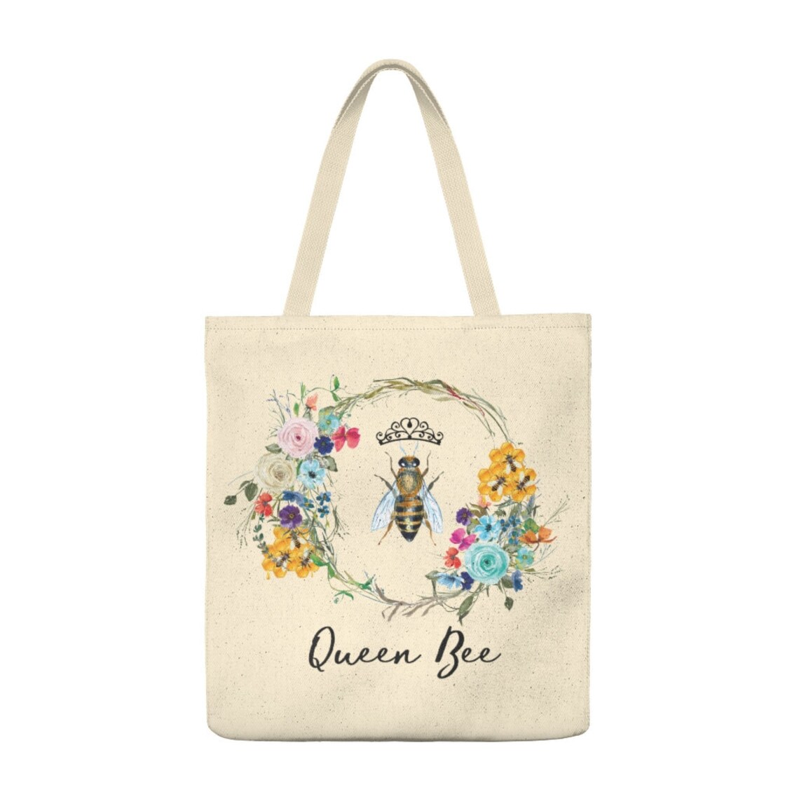 Queen Bee Canvas Tote Save the Bees Bag Reusable Large Tote Etsy