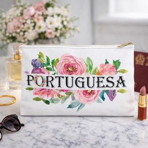 Portuguese Floral Makeup Bag, Travel Cosmetic Clutch