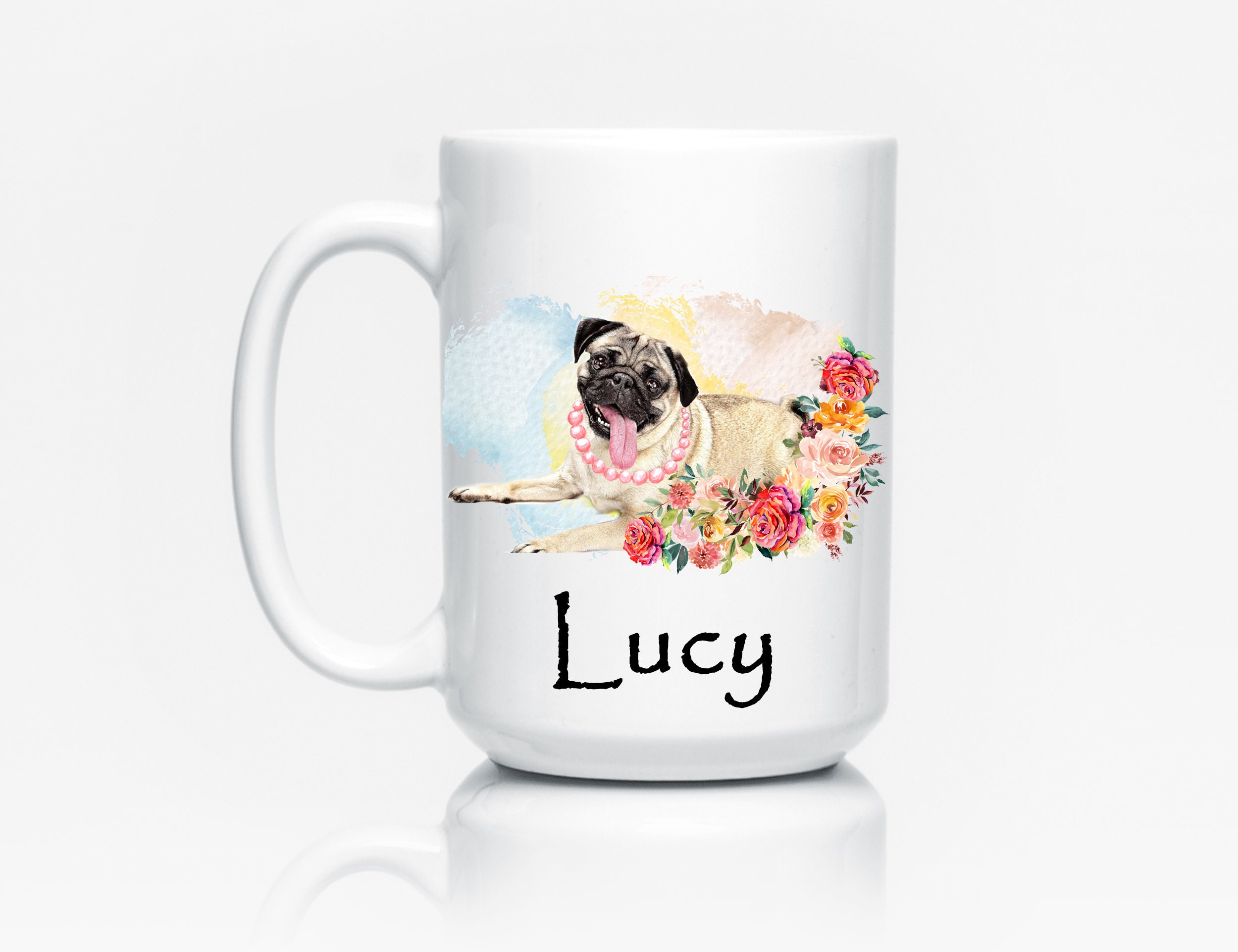 Personalized Dog Mug Custom Floral Dog Mug with Name Dog Etsy