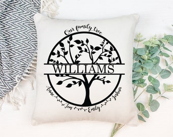 Tree of Life Pillow, Family Tree Pillow, Personalized Family Gift, Pillow Childrens names, Housewarming Gift, Wedding gift, Last name pillow