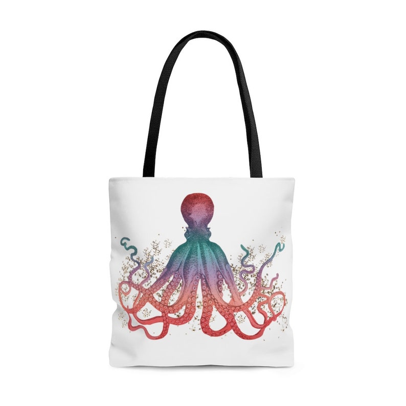 Glitter Shopping tote Octopus Tote Multipurpose Reusable Bag Sealife ocean bag Gift ocean lover Large purse Beach bag Marine life