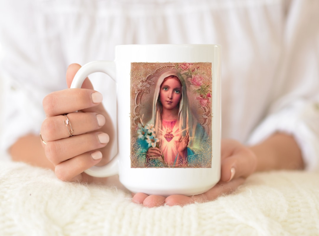 Retro Distressed Virgin Mary Mug, Religious Gifts, Catholic Mugs, Mary