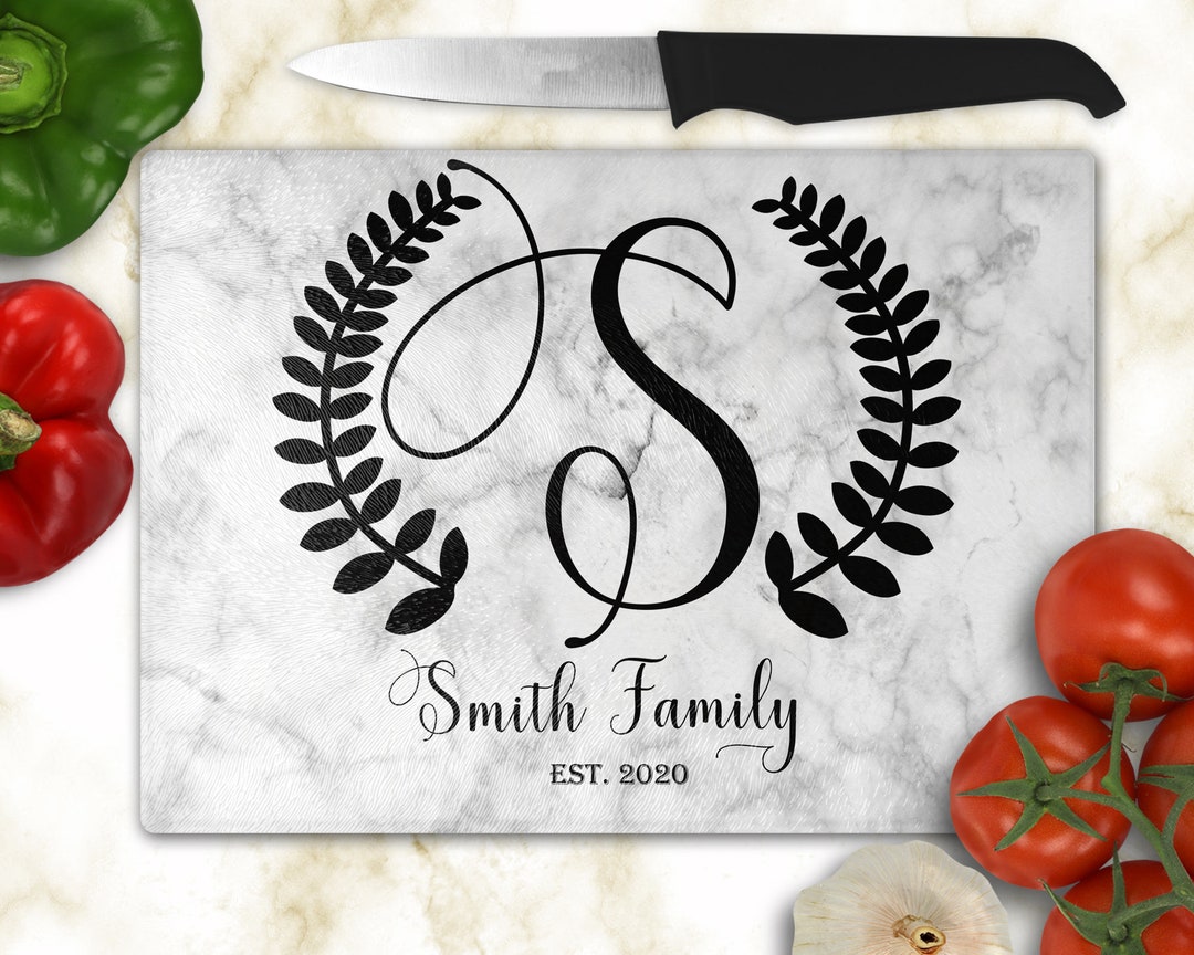 Personalized Monogrammed Glass Cutting Board Kitchen Decor Etsy Canada