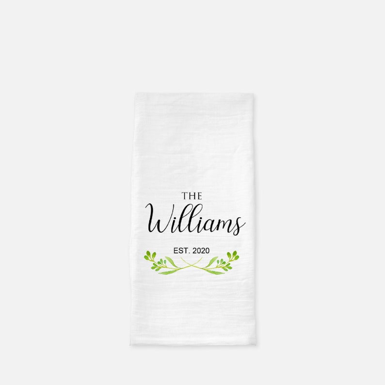 Personalized Floral Family Name Kitchen Tea Towel Wedding Etsy